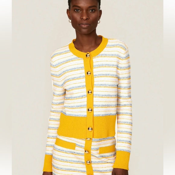 Milly Striped Tweed Cardigan size M Preowned - Picture 14 of 16